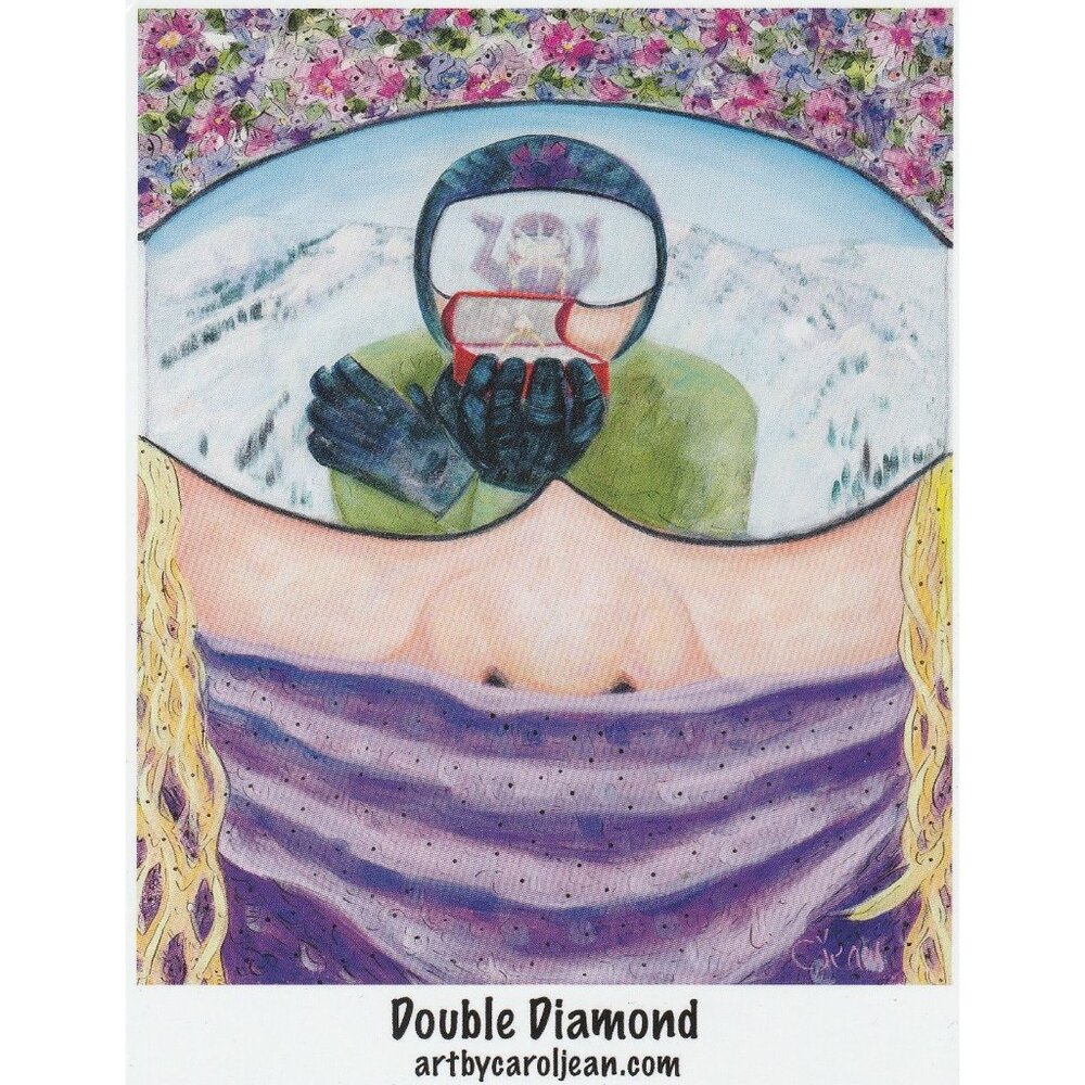 Double Diamond Ski Steamboat Springs Co Spring Skiing Carol Jean 4x5 Art Card